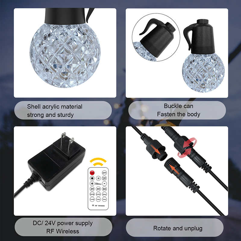 HCP028  G40水晶暖白灯串